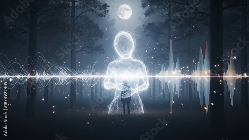 A Figure Floating in the Open Sky