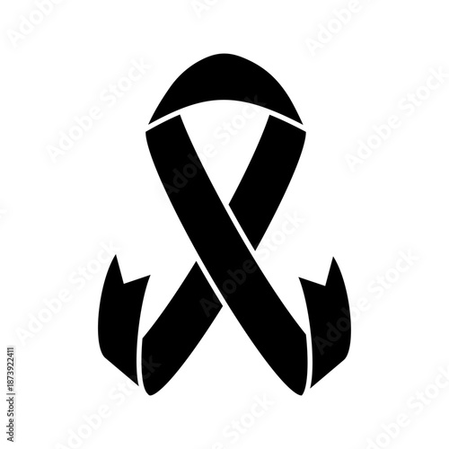 Awareness ribbon icon vector. Ribbon Illustration sign. Cancer Ribbon symbol or logo.