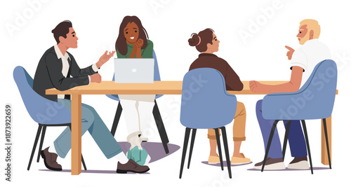 Professional team engaged in teamwork, discussion and strategic planning during office meeting