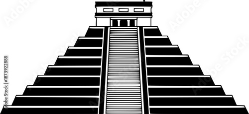 Ancient Pyramid Temple Vector Silhouette Icon Set Illustration