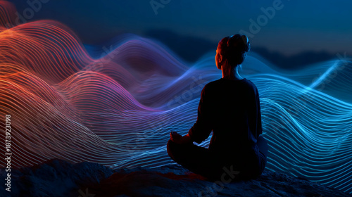 Meditation Visualization, Energy Flow Art, Spiritual Calm Practice
