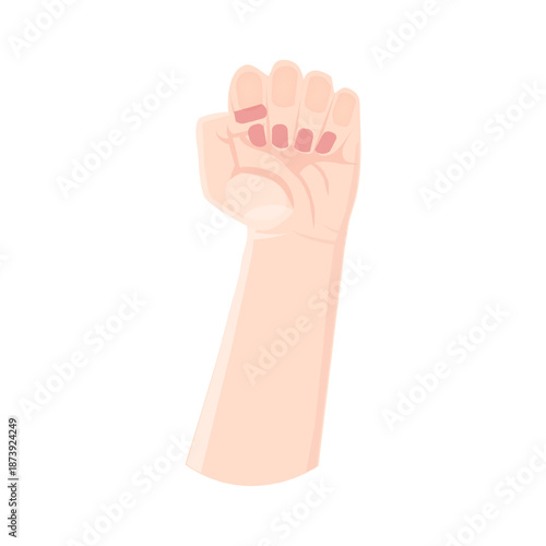 Woman fist vector illustration, feminisms campaign symbol, protest and rights, revolution. Women's power, equality, solidarity.  
