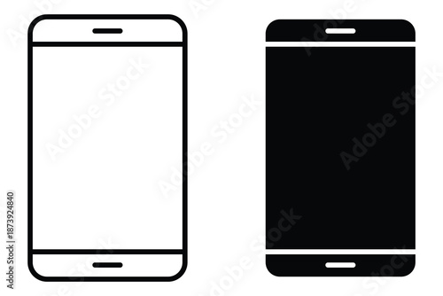 Smartphone line and solid icon design. Mobile phone icon design.