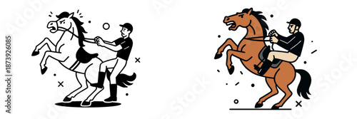 Rider skillfully handling a horse during training session