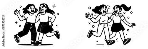 Two friends enjoying a fun day together in a cheerful illustration