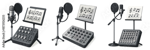 Microphone and audio equipment for music recording setup