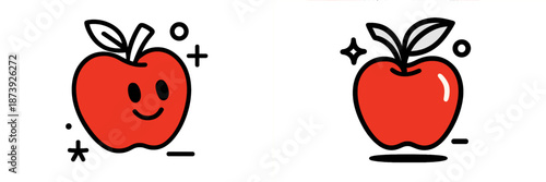 Bright vector apples on a white background