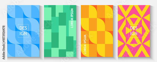 Colorful halftone gradients. Future geometric patterns. Minimal covers design poster, cover, banner ,cards background set. 