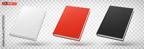 Vector realistic illustration of books on a transparent background.