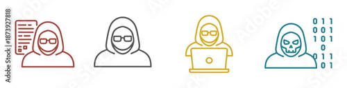 Collection of blue and teal security and protection icons on transparent background