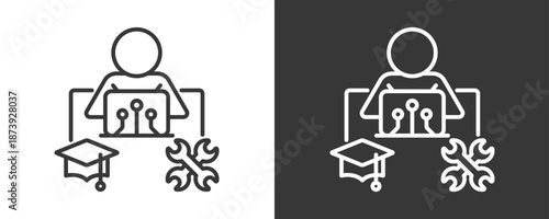 Vocational Icon Set Vector Collection Isolated In Black And White