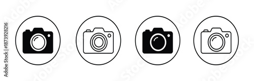 Camera icons set. Photography symbol. Photographing sign. Isolated vector illustration on transparent background