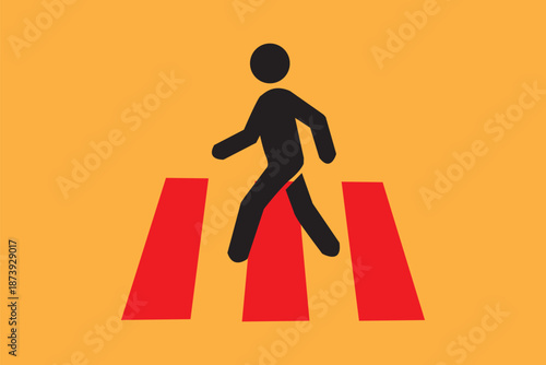 No Pedestrians Allowed Sign Road sign showing a pedestrian figure inside a red crossed circle, indicating that walking or foot traffic is not permitted in the area.