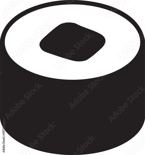 Cross section View of Single Sushi Maki Roll Silhouettes isolated on white background silhouette