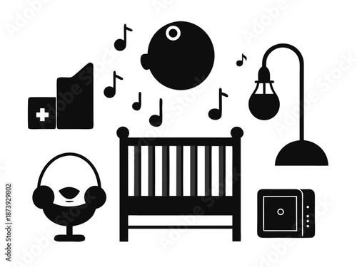 Side View Baby Crib with Folded Blanket for Sleeping