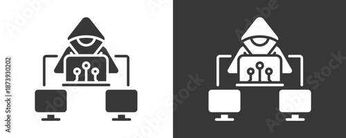 Cyber Attack Icon Set Vector Collection Isolated In Black And White
