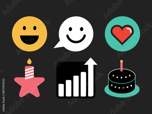Baby Milestone Icons for First Smile and First Steps