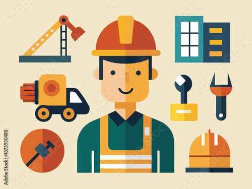 Manual Labor Worker Icons Set - People Carrying Heavy Objects