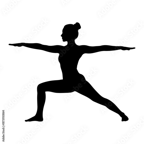 Silhouette of a woman in warrior ii yoga pose Vector