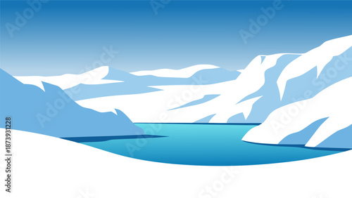 Serene Arctic Landscape Vector Illustration of Ice Formations and Water Body