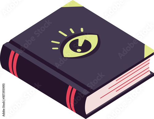 Occult Spellbook with All-Seeing Eye Isometric Vector Icon