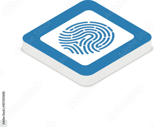 Isometric Fingerprint Scan Biometric Security Icon