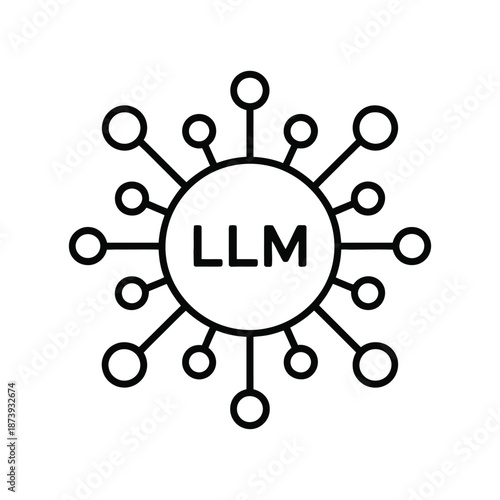 LLM Large Language Model Network Icon Artificial Intelligence Vector
