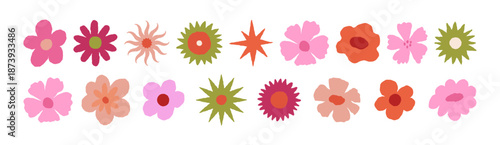 Vector hand drawn sketchy doodle illustration, flowers for prints and cards, simple minimal design elements, blossom and spring