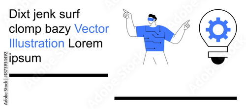 Technology, innovation, problem-solving, creativity, technology solutions, software development. A person pointing at a gear inside a lightbulb. Technology and innovation concept