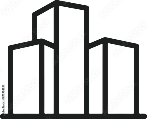 Simple outline of a modern cityscape featuring several tall buildings