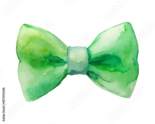 Green Bow Tie Watercolor, St. Patrick’s Day Party Element Isolated on White