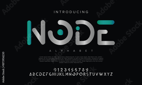 Abstract digital technology logo font alphabet. Minimal modern urban fonts for logo, brand etc. Typography typeface uppercase lowercase and number. vector illustration