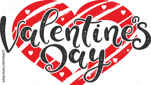 Valentine's Day celebration with red heart and cute design