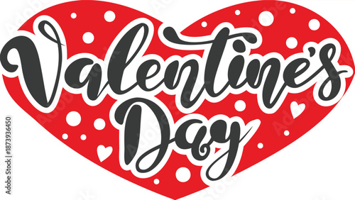 Valentine's Day heart with polka dots and elegant script