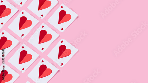 Seamless valentine's day vector pattern with abstract hearts on pink background for love and romance designs with love