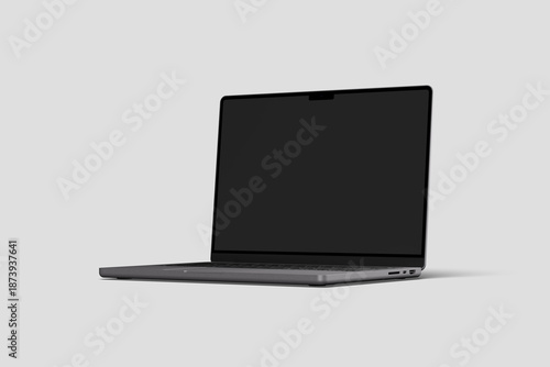 Apple MacBook Pro realistic laptop device mockup template with blank display on white background for advertisement and product showcase. Vector illustration