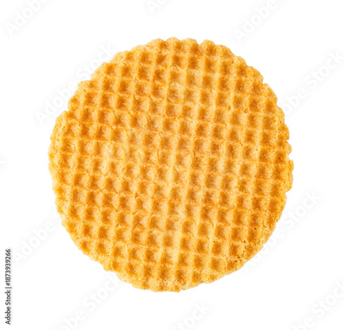 Stroopwafel waffle cookie with caramel filling on transparent background © Gresei