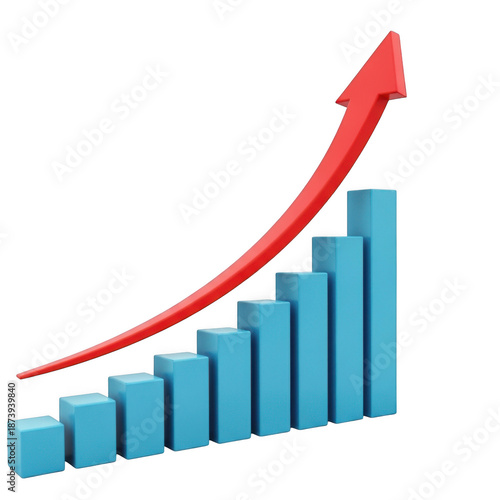 Growth chart with red arrow isolated on white background Free Download Growth chart with red arrow isolated on white background - GFXLoad