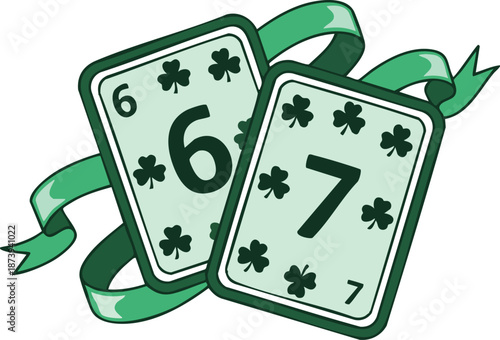67 Viral Meme Cards with Shamrocks – St. Patrick’s Day Lucky 67 Illustration