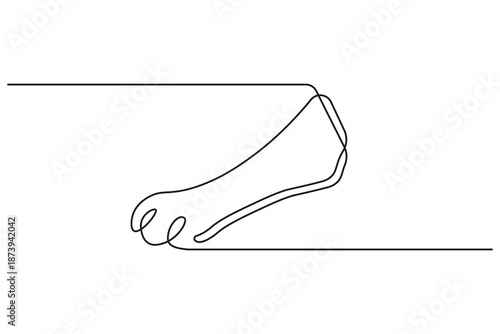 Modern single line illustration clean outline style pet dog foot and paw leg silhouette