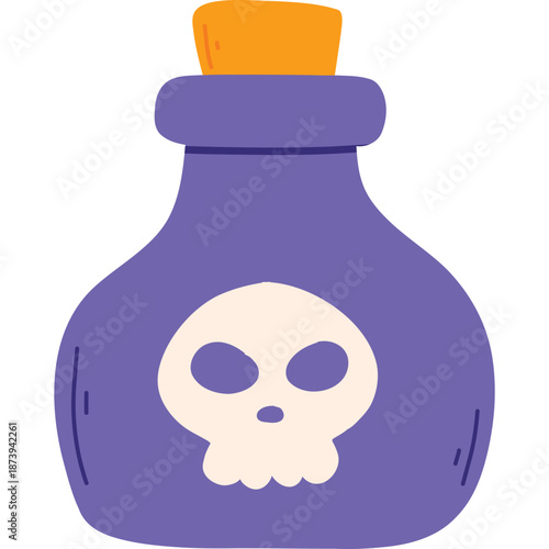 Purple Poison Bottle with Skull Symbol