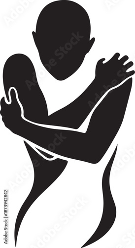 Silhouette of a man holding a child tight