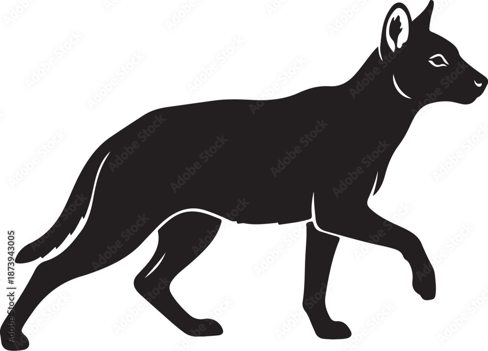 Naklejka premium Black dog running silhouette isolated on white background image