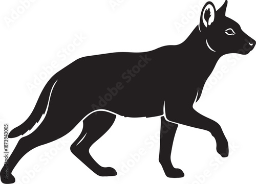 Black dog running silhouette isolated on white background image