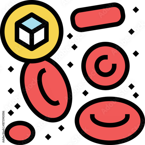 Red Blood Cells and Glucose Molecule Icon