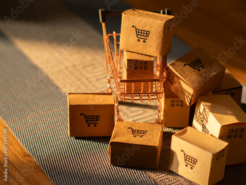 Schilderij op canvas Shopping cart