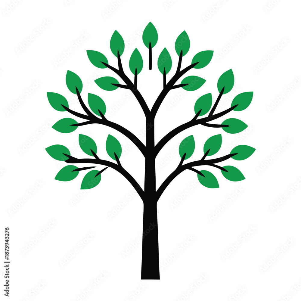 Obraz premium Abstract Green Tree Logo Vector Illustration, Nature Eco Growth Symbol.