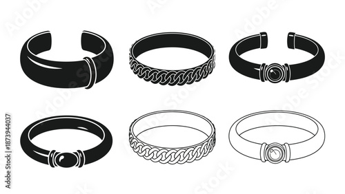 A collection of black and white bracelet designs in various styles