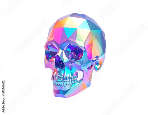 Wallpaper Mural Geometric iridescent skull with bright, colorful crystal facets on black Torontodigital.ca