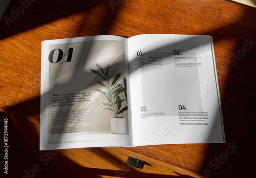 Mockup Of Magazine With Customized Pages, Open